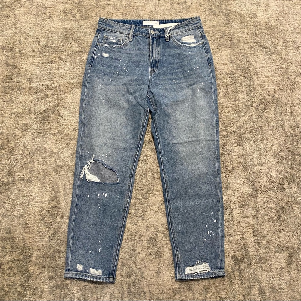 ⭐️ 2/$50 ⭐️ Light Wash Distressed Painted Boyfriend Crop Jeans